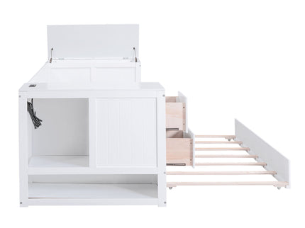 Daybed With Storage Arms, Trundle And Charging Station