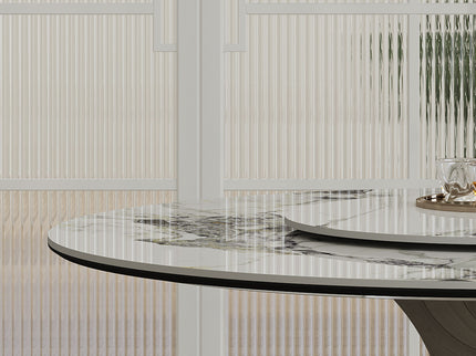 Round Dining Table & 6 Chairs Set - Silver