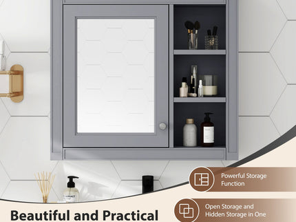 Wall Mounted Medicine Cabinet With Mirror And 3 Open Shelves