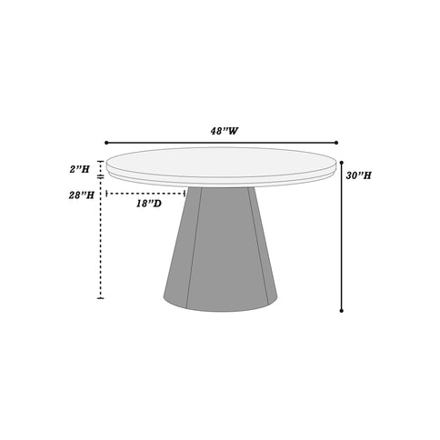 Round Dining Table With Cone Shaped Base - Black