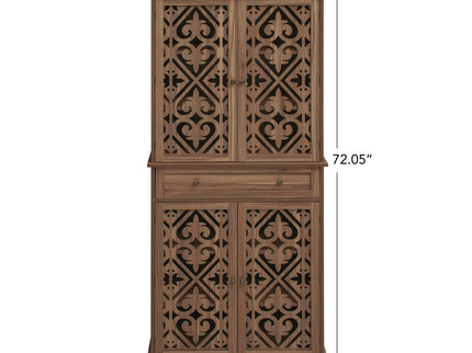 4 Door Cabinet With 1 Drawer, With 4 Adjustable Inner Shelves, Storage Cabinet