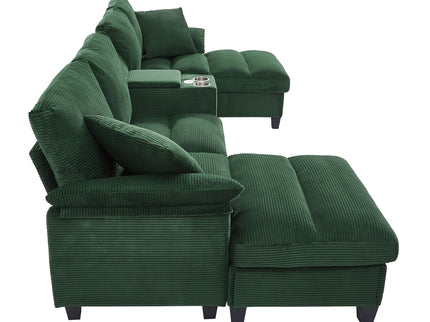 Modern U-Shaped Sectional Sofa With Storage Ottomans