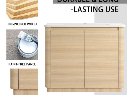 Freestanding Bathroom Vanity With Sink & 2 Soft Close Doors