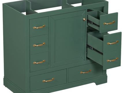 Modern Bathroom Vanity Base Only, 6 Drawer Storage With Adjustable Shelf