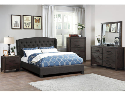 Bed With Adjustable Button Tufted Headboard