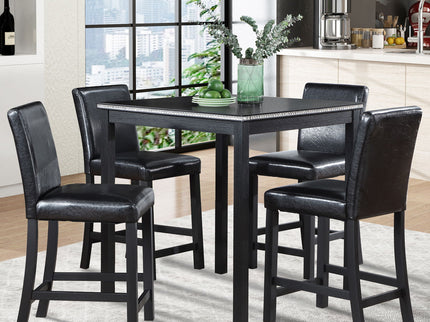 5 Pieces Counter Height Table Set, Kitchen Table With Square Table And 4 Upholstered Chairs