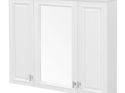Wall Mounted Mirror Cabinet With 5 Adjustable Shelves, Rectangular Storage For Bathroom - White