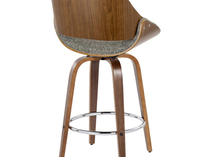 Fabrizzi - Mid Century Modern Fixed Height Counter Stool With Swivel With Round Footrest (Set of 2)
