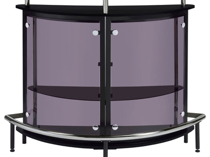 Strick & Bolton - Freestanding Glass Top Home Bar Wine Cabinet With Panels - Black