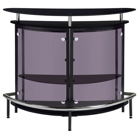 Strick & Bolton - Freestanding Glass Top Home Bar Wine Cabinet With Panels - Black