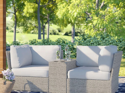 Outdoor Wicker Loveseat With Cushions