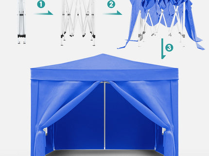 10'X10' Folding Canopy With 4 Removable Sidewalls Outdoor Event Shelter UPF 50+ Gazebo Portable Tents For Parties Beach Camping Wedding Ez Pop Up Canopy 4 Pieces Weight Bag + Carry Bag