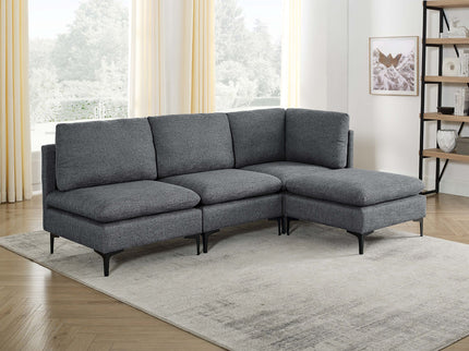 Upholstered Modular Sectional With Tall Legs, Medium Firm Seat
