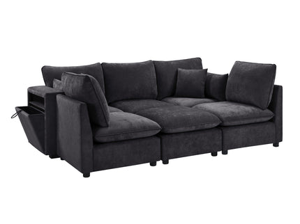 Modern Sectional Sofa U-Shaped With Movable Ottoman Storage Armrests And USB Ports