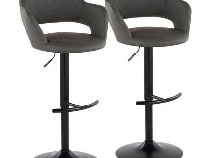 Margarite - Contemporary Adjustable Barstool With Swivel With Rounded T Footrest (Set of 2)