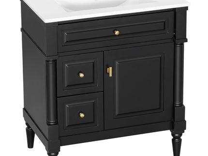 Modern Bathroom Vanity With Sink, Freestanding Cabinet With Flip Drawer & Adjustable Shelf