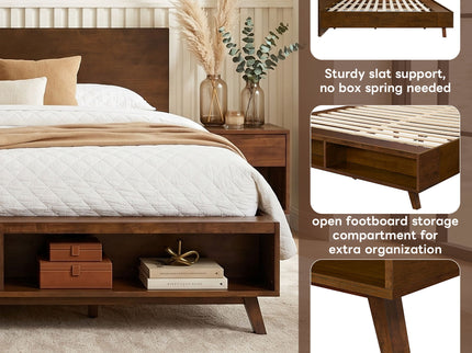 Platform Bed Frame With Footboard Storage