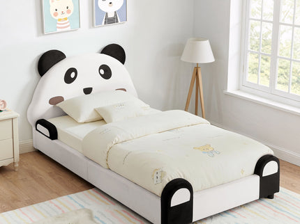 Twin Size Cute Panda Shaped Kids Bed - White / Black