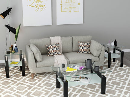 Modern Tempered Glass Tea Table, End Square Table For Living Room