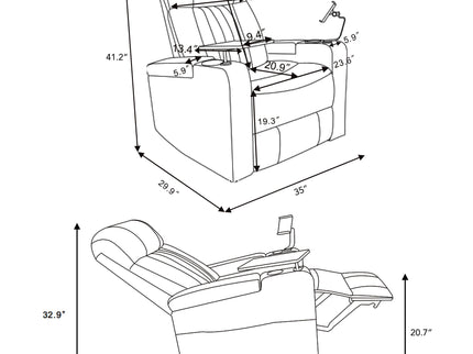 Premium Power Recliner & Storage Arms, Cupholders, Swivel Tray Table And Cell Phone Stand - Black