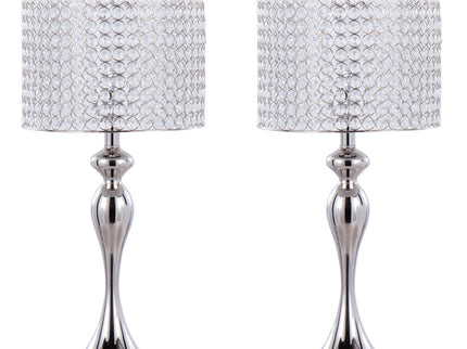 Ashland - Contemporary Table Lamp Round Clear Crystal Beads (Set of 2) - Polished Nickel