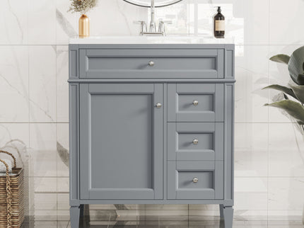Bathroom Vanity With Top Sink, 2 Drawers & Tip Out Drawer