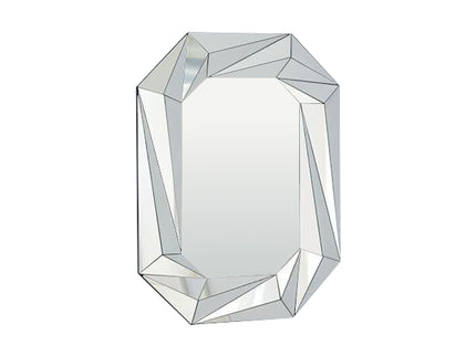 Diamond Shaped Wall Mirror With Beveled Edge Frameless Design - Silver