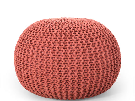 Bordeaux - Knitted Round Pouf Ottoman, Floor Cushion