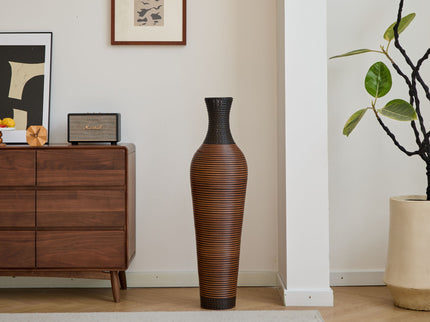 Tall Standing Designer Floor Vases With Elegant 2 Tone Finishes Ideal For Decorating Living Rooms, Bedrooms, Entryways Perfect For Decorating Your Home - Black / Gray