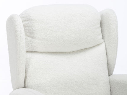 Teddy Fabric Rocking Chair With Packet Wood Legs - Ivory