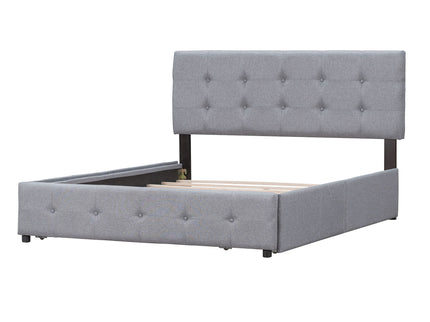 Upholstered Platform Bed With Classic Headboard And Drawers, No Box Spring Needed