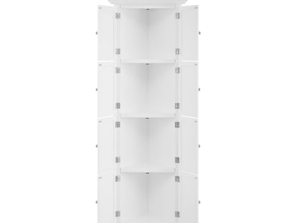 Tall Storage Cabinet With Doors And 4 Shelves For Living Room, Kitchen, Office, Bedroom, Bathroom, Modern