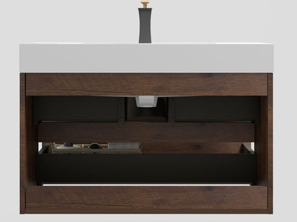 Alice - Bathroom Vanity Wall Mounted With Sink, Large Storage Floating Bathroom Vanity For Modern Bathroom, One-Piece Sink Basin Without Drain And Faucet