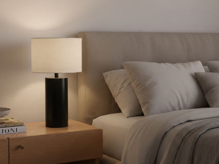 Aura - Table Lamp With On / Off Switch Block Base - Black / White