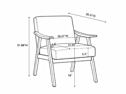 Classic Mid Century Modern Accent Chair With Durable Square Metal Frame, Armchair