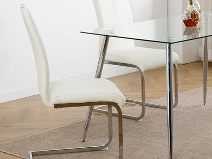Modern Dining Chairs With Padded Seat And Metal Legs
