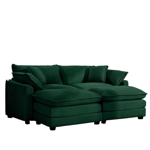Modern Modular Cushion Sofa With Ottoman, Low Back, Deep Seating Sofa Set