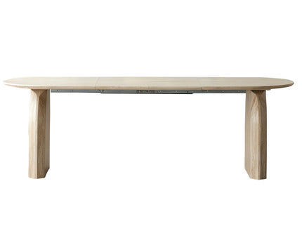 Oval Extendable Dining Table With Dual Pillar Design - Off White