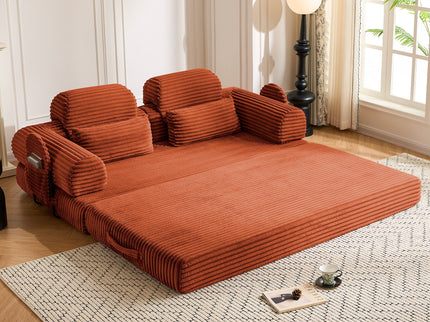 Convertible Sleeper Sofa With & Side Storage Pocket, Foldable Upholstered Couch For Living Room