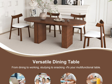 Oval Dining Table Set For 6 With 4 Chairs - Walnut