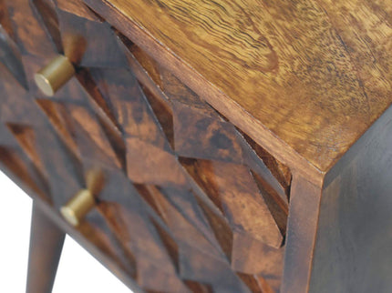 Mini Cube Carved 2 Drawer Nightstand
