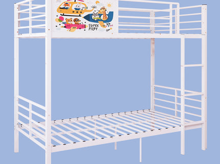 Bunk Bed, Convertible To 2 Separate Twin Size Beds With Full Length Guardrail & Ladder, No Box Spring Needed - White