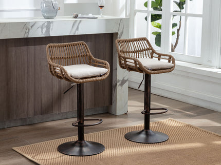Modern Swivel Bar Stools Adjustable Counter Chairs With Footrest (Set of 2)