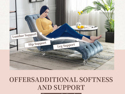 Chaise Lounge Indoor, Button Tufted Upholstered Chaise Lounge Chair With Pillow