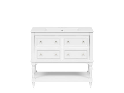 Bathroom Vanity With Medicine Cabinet, Storage Cabinet With 4 Drawers, Adjustable Shelf Mirror
