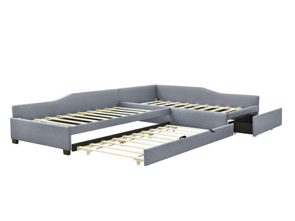 Upholstered Double Daybed With Trundle And Drawer