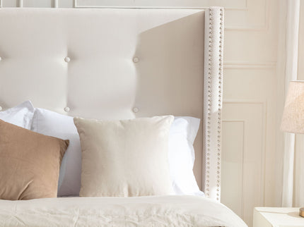 Peyton - Upholstered Bed With 54" High Headboard, Traditional Hand Buttoned Tufting