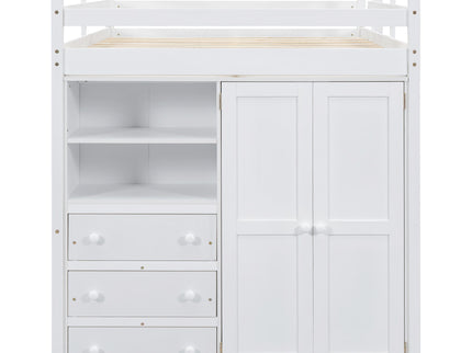 Loft Bed With Built In Wardrobe, Shelves And Drawers