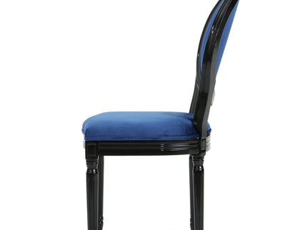 French Country Inspired Dining Chair With Iconic Round Backrest - Navy Blue