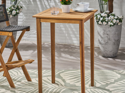 Outdoor Minimalist Acacia Wood Square Bar Table